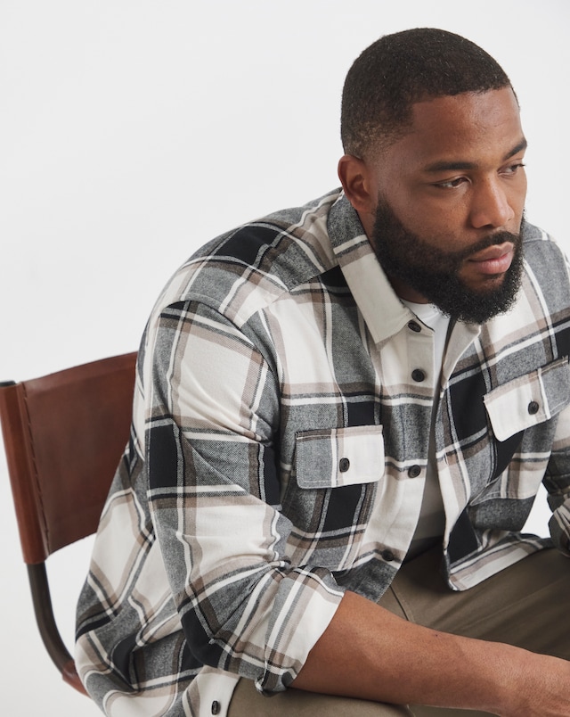 JACK & JONES Charge Checked Overshirt - Cream