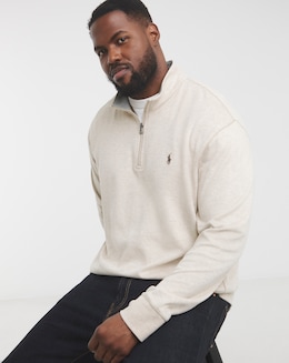 Polo Ralph Lauren 1/4 Zip Sweat Top - Beige