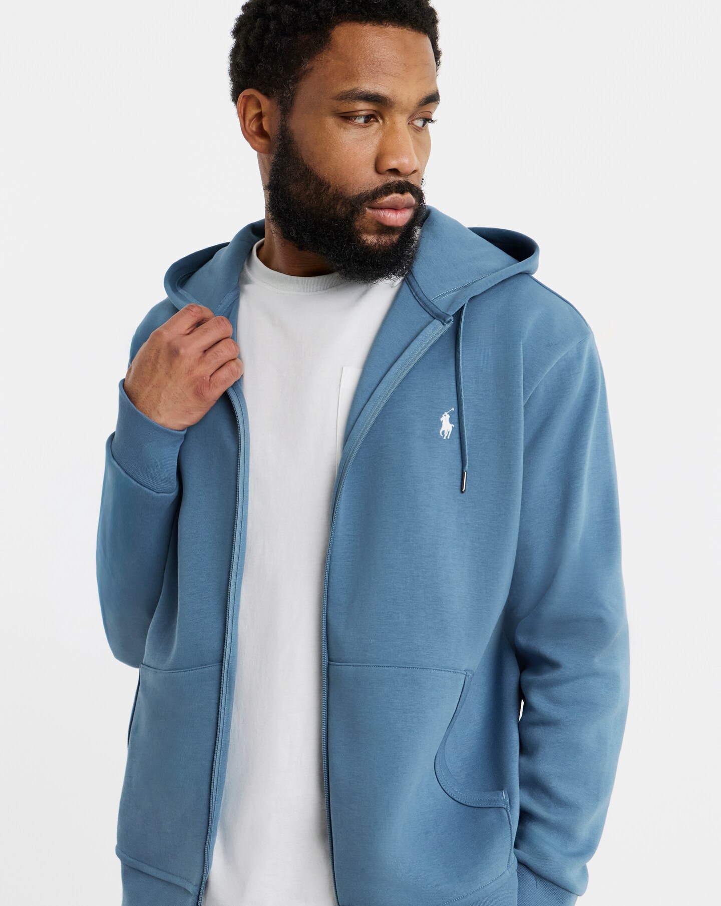 Polo Ralph Lauren Double Knit Zip Through Hoodie - Blue | Jacamo