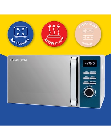 Russell Hobbs Distinctions 20 Litre Ocean Blue Stainless Steel Digital Microwave