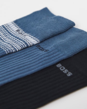 BOSS 3 Pack Rib Stripe Socks - Blue
