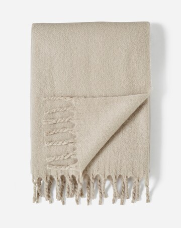 Faux Mohair Fringed Throw - Natural