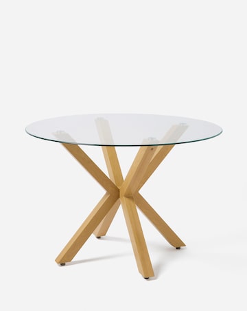 Bodie Oak Effect Dining Table with 4 Emilie Fabric Chairs