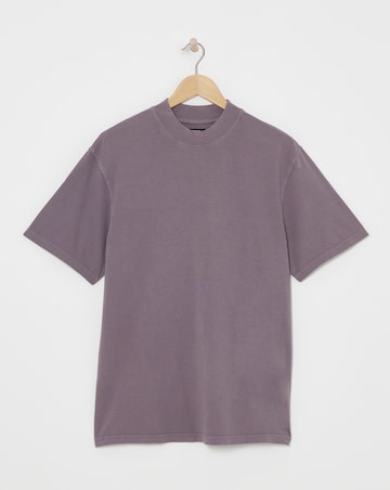 Relaxed Fit Acid Wash T-Shirt- Mauve