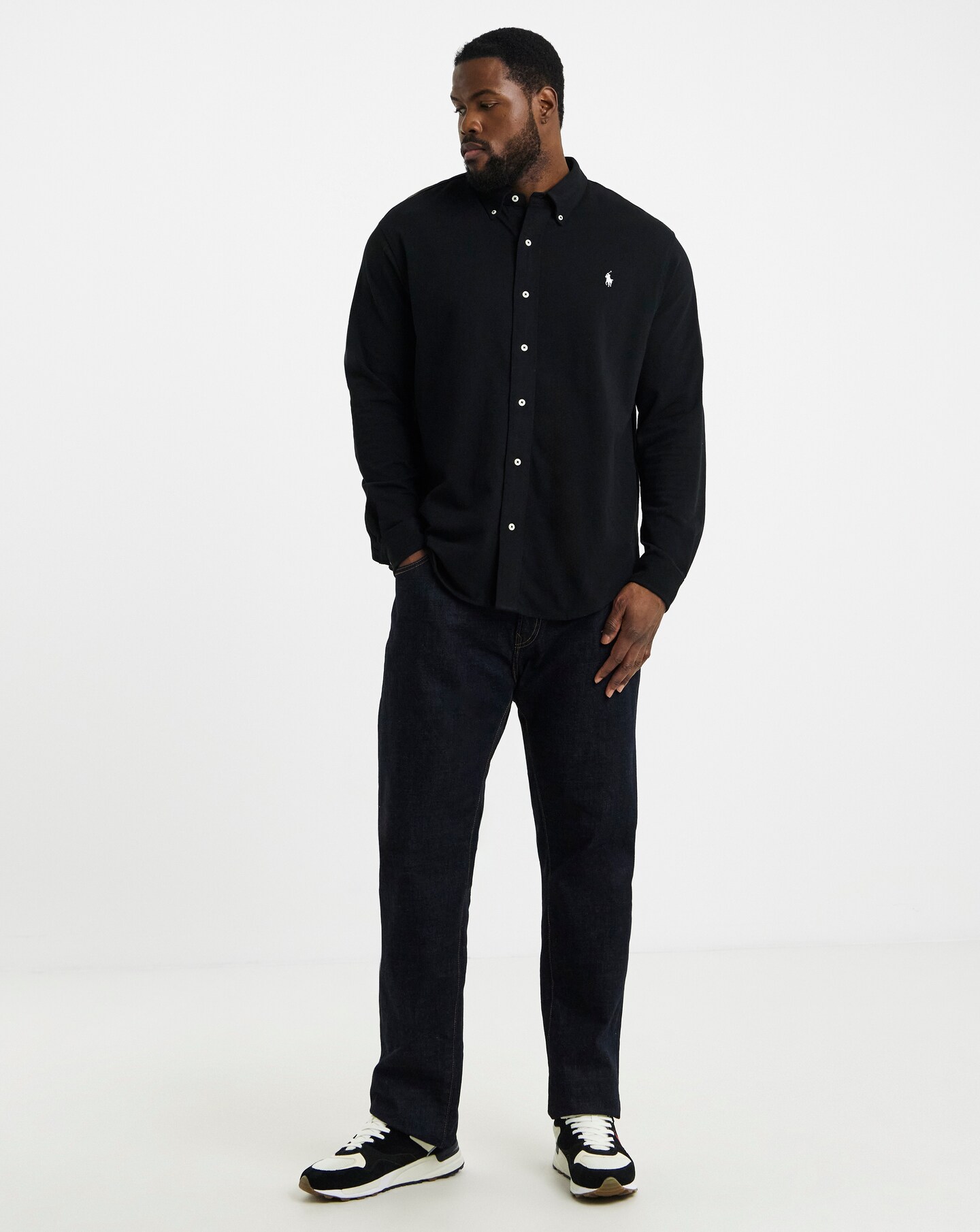 Polo Ralph Lauren Long Sleeve Stretch Jersey Shirt - Black | Jacamo