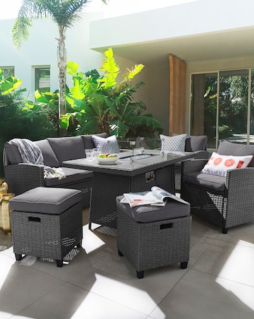 Valencia Lounge Dining Set With Firepit Table