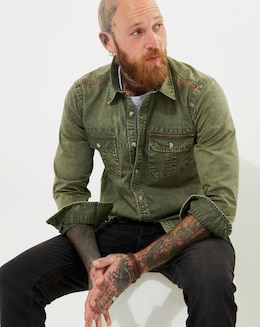 Joe Browns Khaki Washed Long Length Shirt