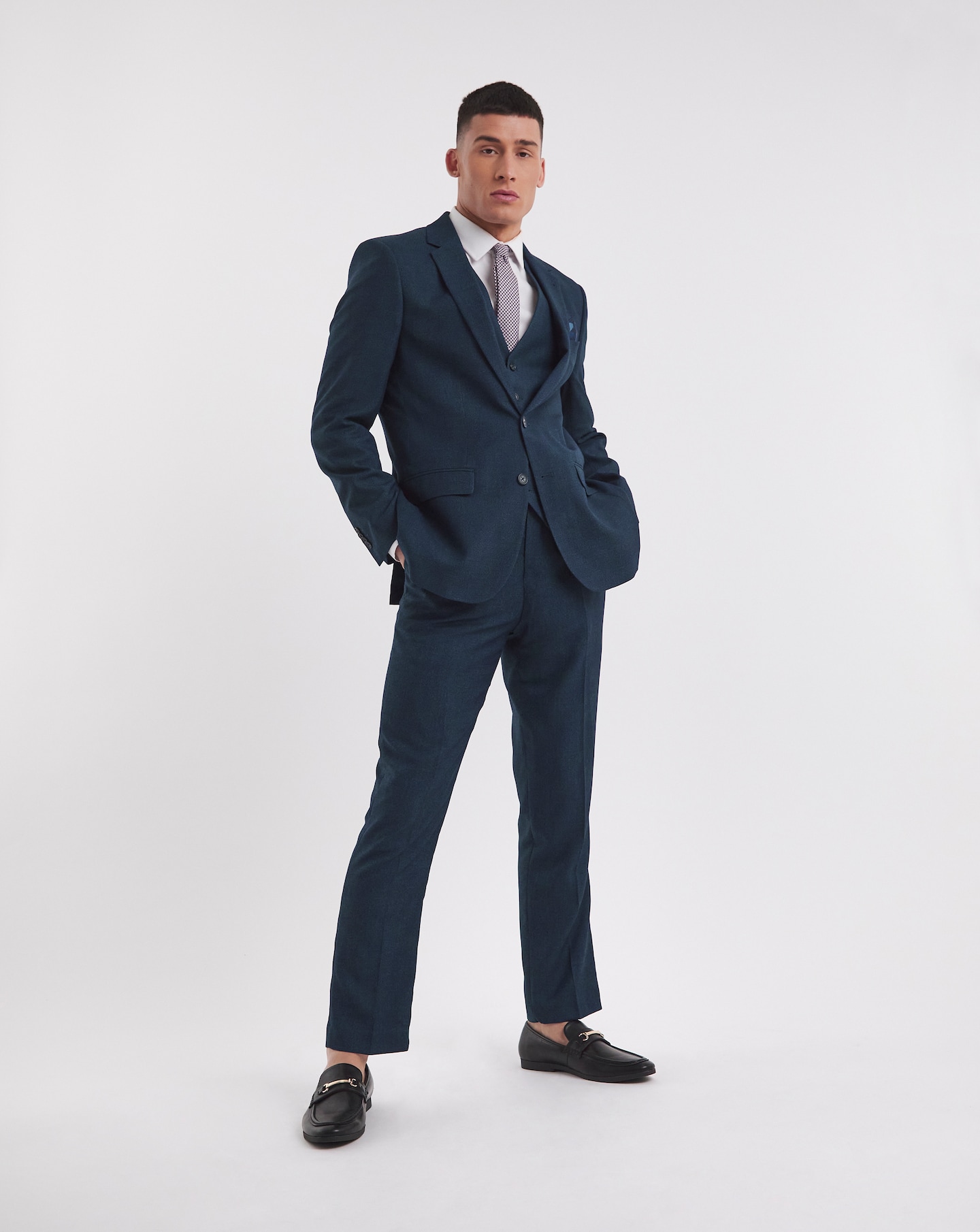 Navy Regular Fit Stretch Suit Trouser Short