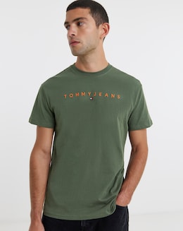 Tommy Jeans Short Sleeve Linear Contrast Logo T-Shirt - Green