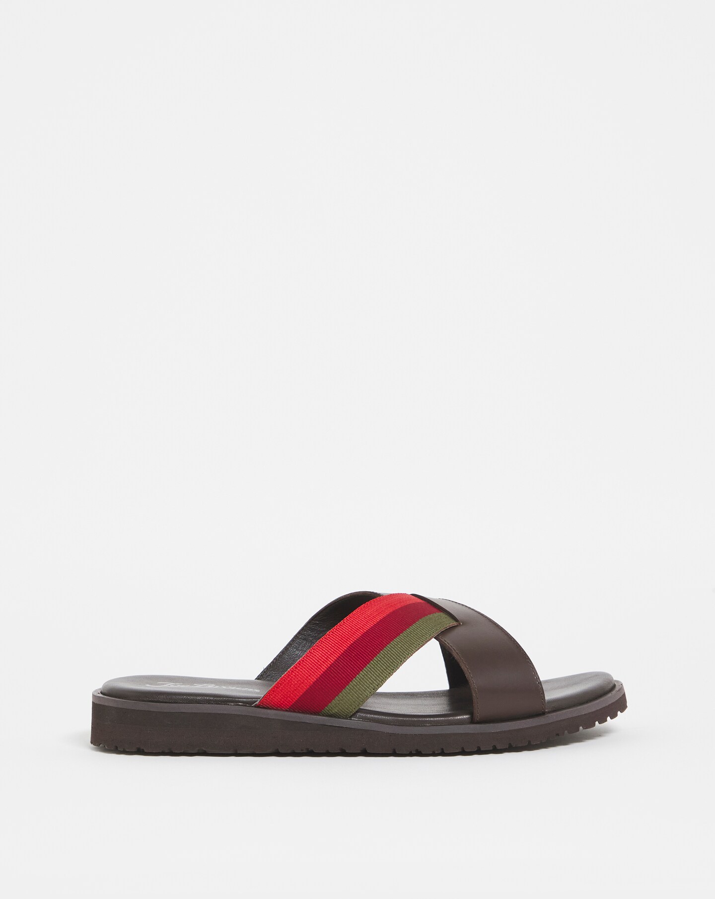 Joe Browns Leather Slide With Stipe Detail Wide Fit Jacamo