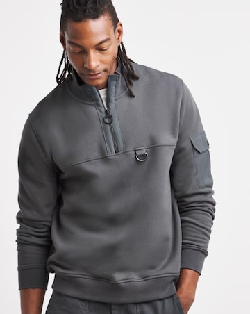 Barbour Galloway Relaxed Half Zip Sweatshirt - Asphalt