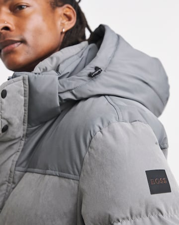 BOSS Hooded Padded Coat - Grey