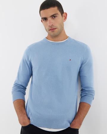 Tommy Hilfiger Cotton Cashmere Crew Neck Jumper - Blue