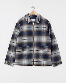 Faux Wool Check Zip Detail Shacket