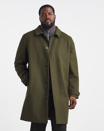 Faux Wool Mac with Cuff Tabs