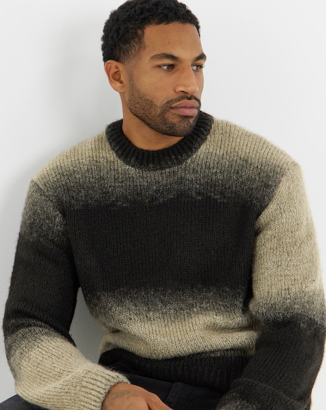 Jack & Jones Fade Space Dye Jumper - Black/Natural