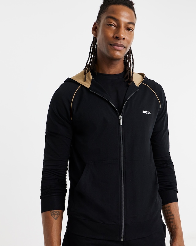 BOSS Mix & Match Zip Though Lounge Hoodie - Black