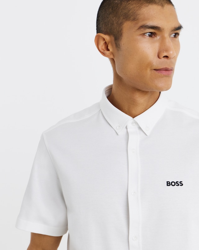 BOSS Short Sleeve Stretch Motion Shirt - White