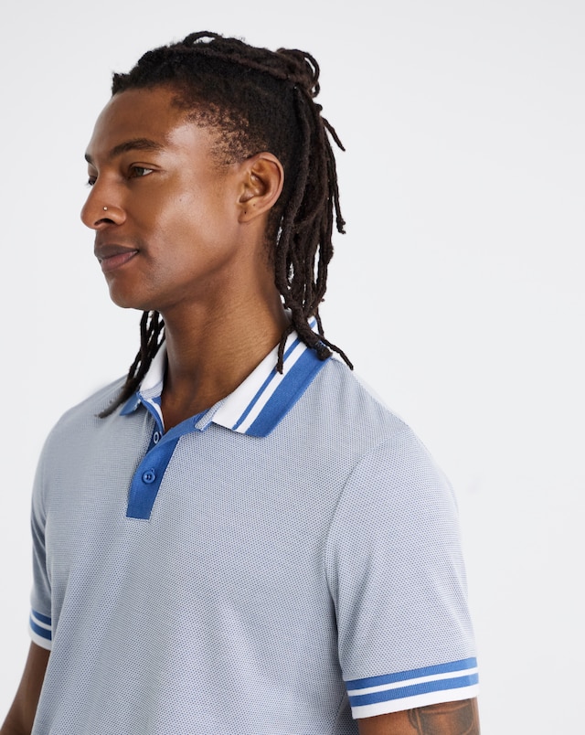 Tipped Jacquard Pique Polo Shirt Long