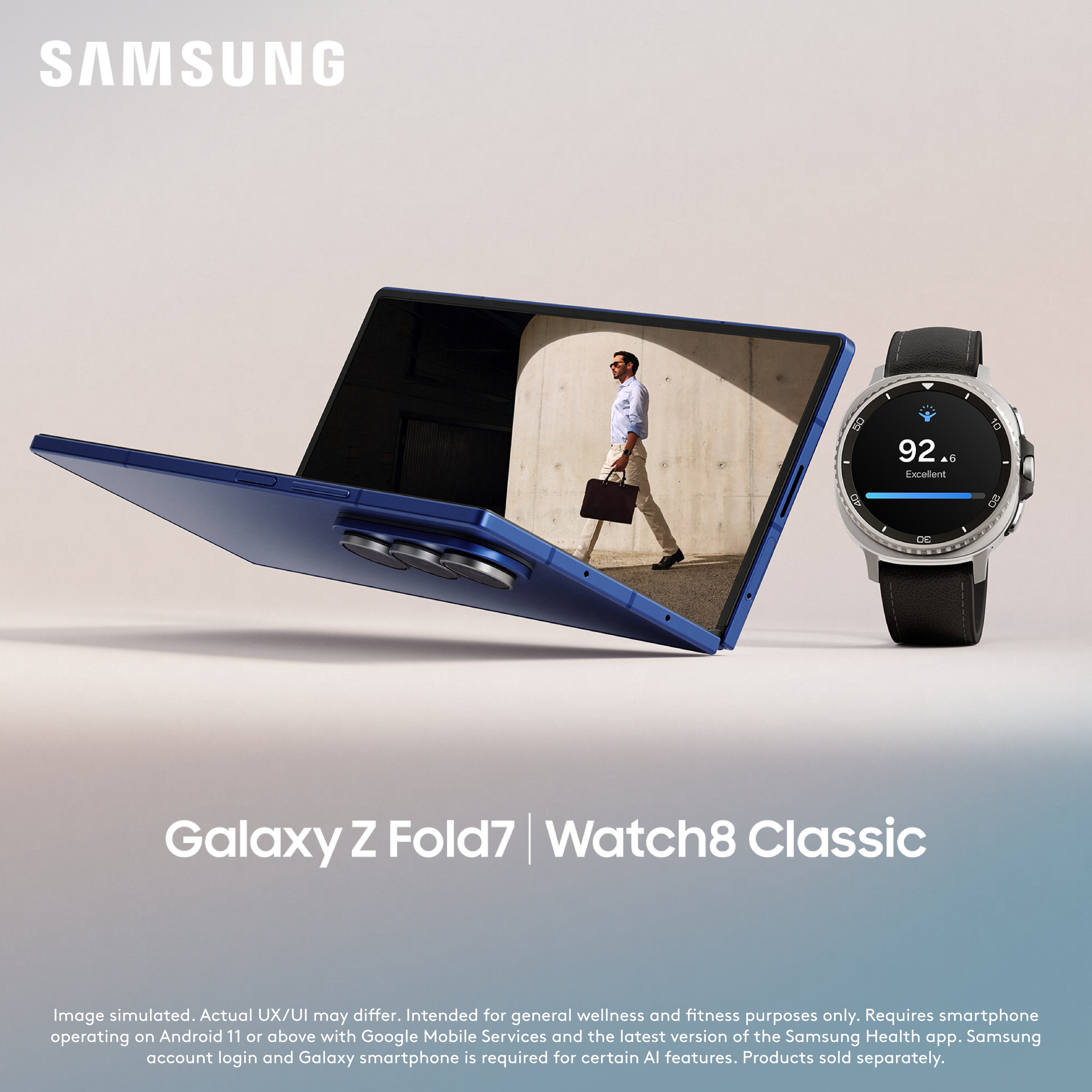 Modern Technology Featuring Galaxy Z Fold7 and Watch8 Classic Smart Devices