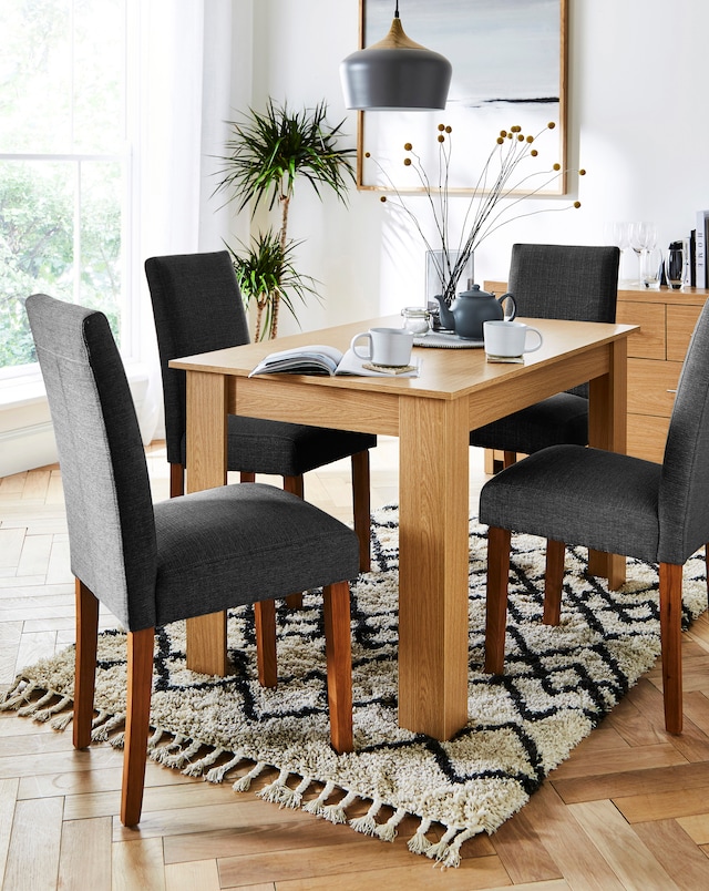 Dakota Small Dining Table with 4 Ava Fabric Chairs
