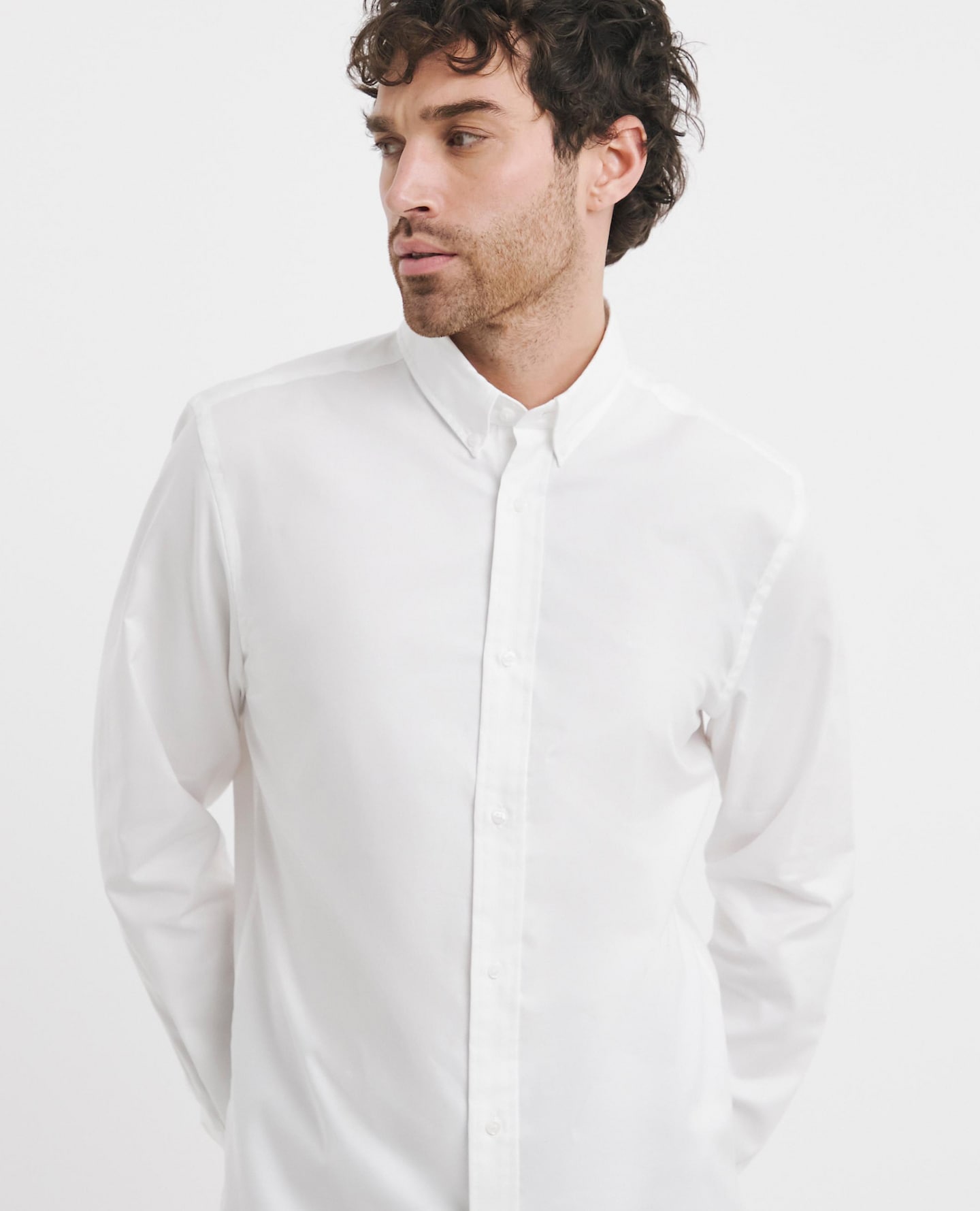 Calvin Klein Long Sleeve Regular Fit Oxford Shirt - White is pictured
