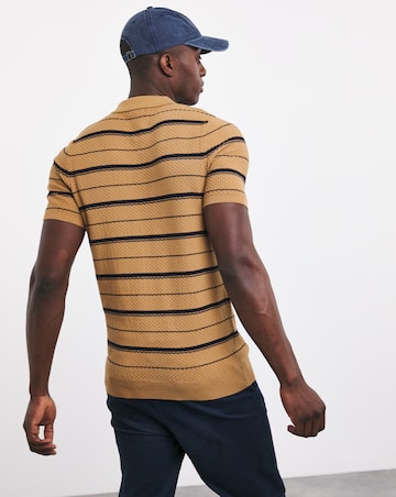 Textured Stripe Knitted Polo