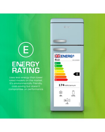 Swan SR11010BLNE Retro 30/70 Top Mounted Fridge Freezer - Blue