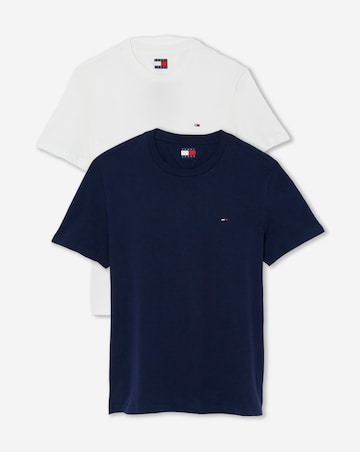 Tommy Jeans 2 Pack Short Sleeve Slim T-Shirt - Ecru/Navy