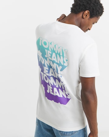 Tommy Jeans Short Sleeve Stack Backprint T-Shirt - Ecru