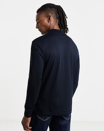 Tommy Hilfiger Long Sleeve Zip Interlock Polo - Navy