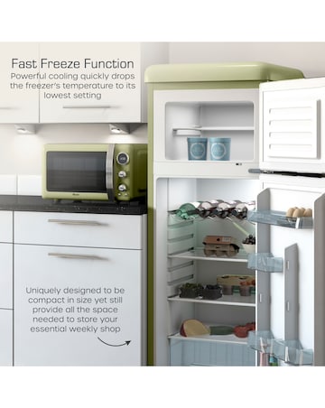 Swan SR11010GNE Retro 30/70 Top Mounted Fridge Freezer - Green