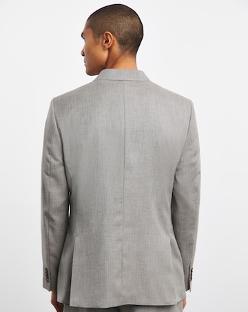 Oatmeal Linen Look Reg Fit Double Breasted Suit Jacket