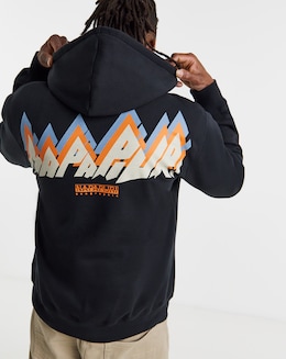 Napapijri Fiemme Mountain Back Graphic Hoodie - Black