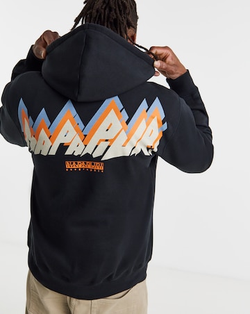 Napapijri Fiemme Mountain Back Graphic Hoodie - Black