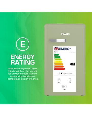 Swan SR11035GNE Retro Under Counter Fridge 90L - Green