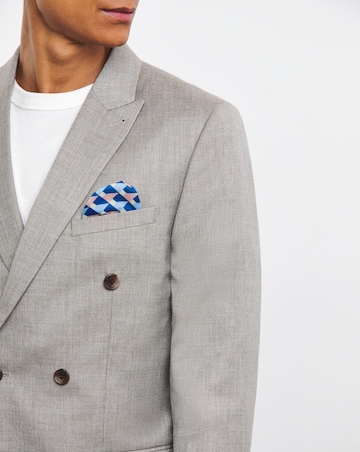 Oatmeal Linen Look Reg Fit Double Breasted Suit Jacket