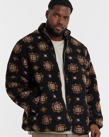 Jack & Jones Norrebro Printed Teddy Fleece - Black