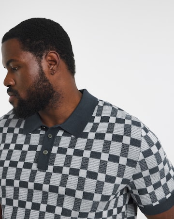 Jack & Jones Premium Alvin Pattern Knitted Polo - Navy