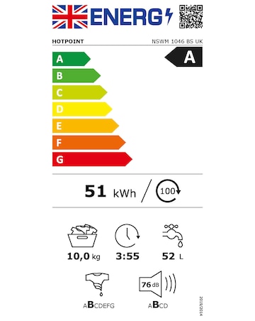 Hotpoint NSWM 1046 BS UK 10kg, 1400rpm, Washing Machine - Black