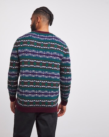 Burgundy Crew Neck Fairisle Jumper