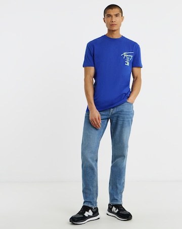 Tommy Jeans Short Sleeve Back Graphic City Signature T-Shirt - Bright Blue