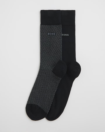 BOSS 2 Pack Mini Print Sock - Black