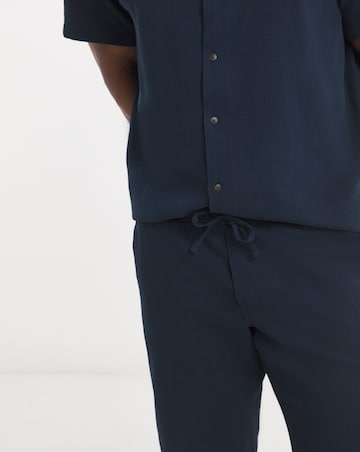 Jack & Jones Global Waffle Resort Shirt and Short Set - Navy