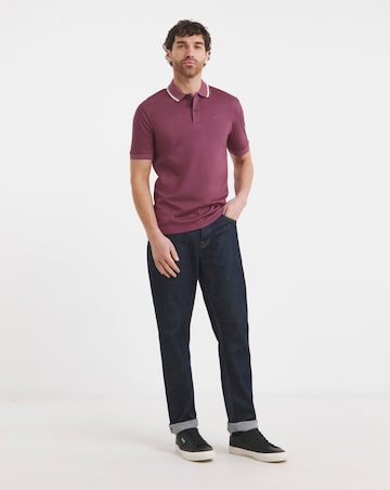 BOSS Tipped Collar Jersey Polo - Plum