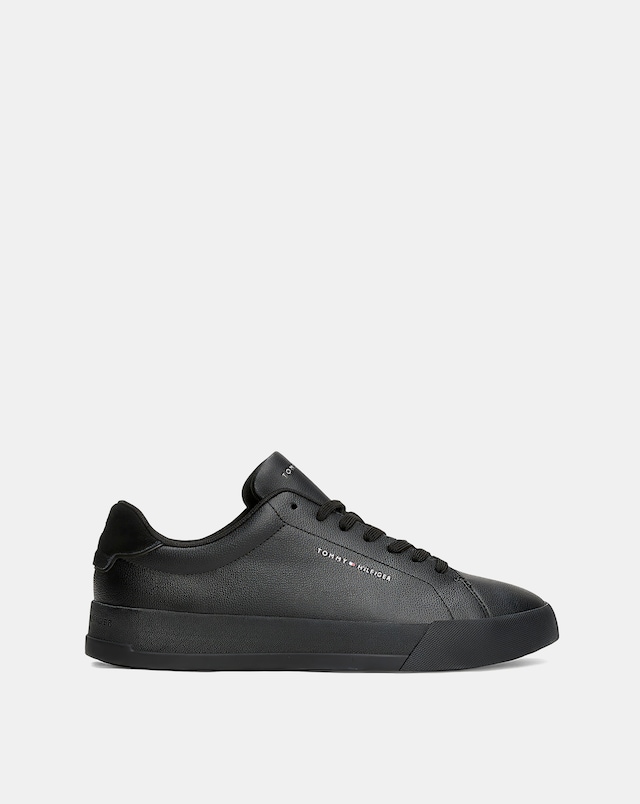 Tommy Hilfiger Court Leather Trainer - Black