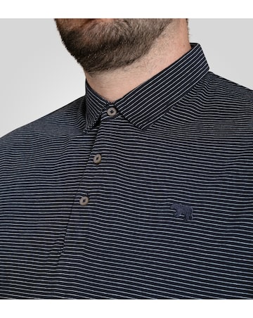 D555 Big And Tall Scunthorp Feeder Stripe Jersey Polo With Bear Embroidery- Navy
