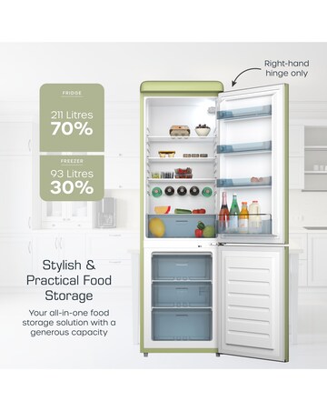 Swan SR11020GNE Retro 60/40 Fridge Freezer - Green
