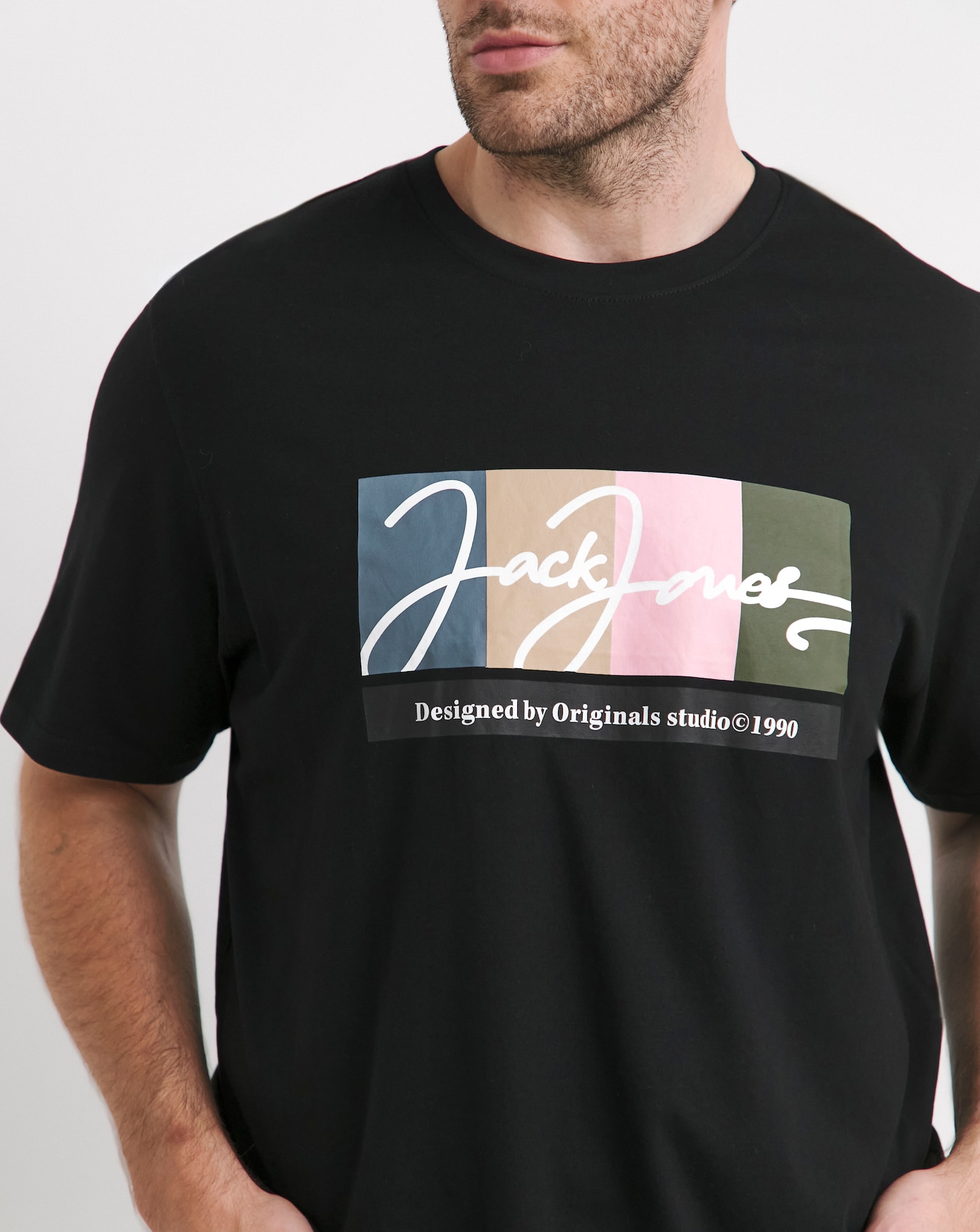 Jack & Jones Portland Logo T-Shirt - Black | Jacamo