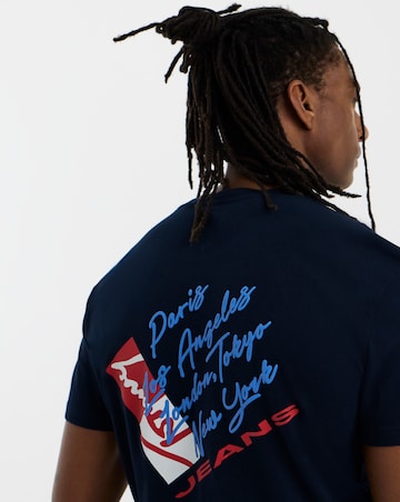 Tommy Jeans Short Sleeve Regular Signature Back Print T-Shirt - Navy